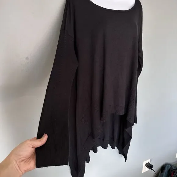 Cyrus Ribbed Sweater Long Sleeve Asymmetric Knit Top Lagenlook Indie Tunic XL - Picture 4 of 6